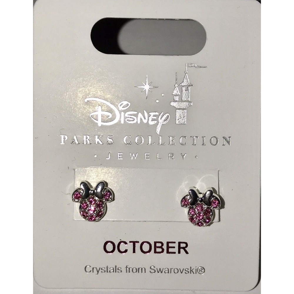 Disney Park Minnie Icon Birthstone Swarovski Crystal Earrings OCTOBER NOC
